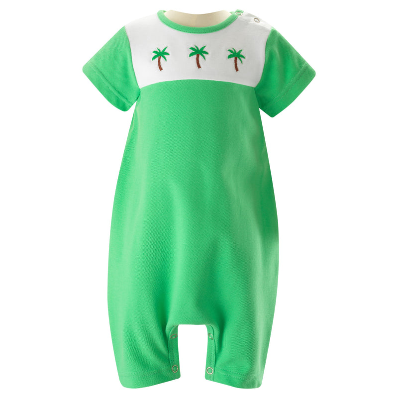 Palm Tree Jersey Applique Romper