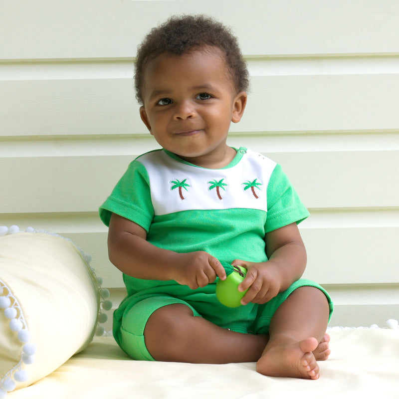 Palm Tree Jersey Applique Romper