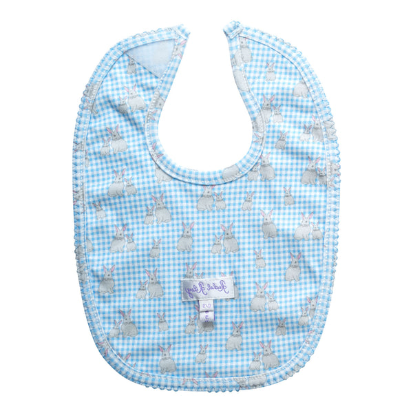 Blue Gingham Bunny Bib