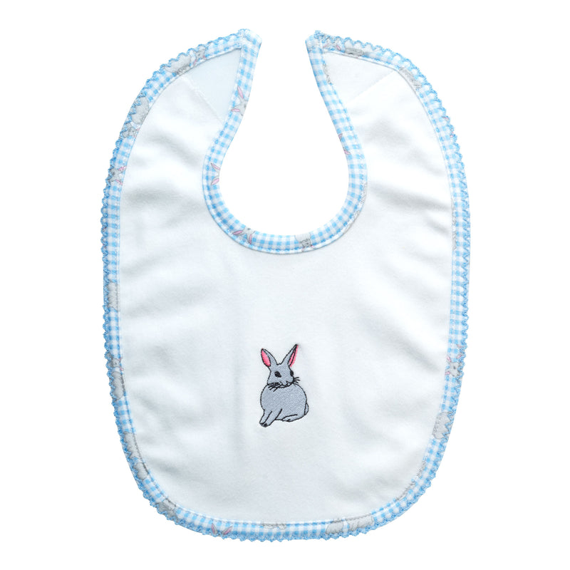 Blue Gingham Bunny Bib