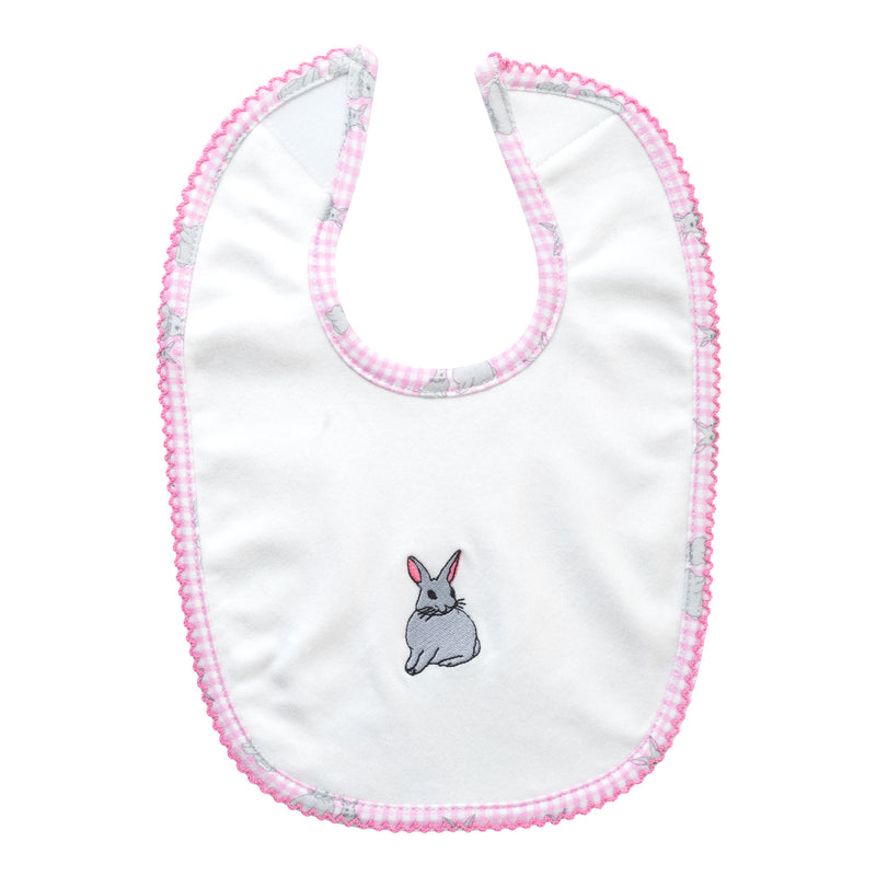 Pink Gingham Bunny Bib