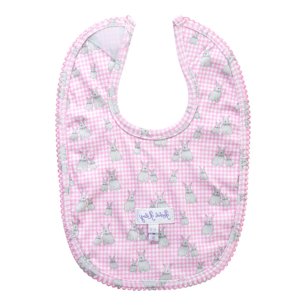 Pink Gingham Bunny Bib