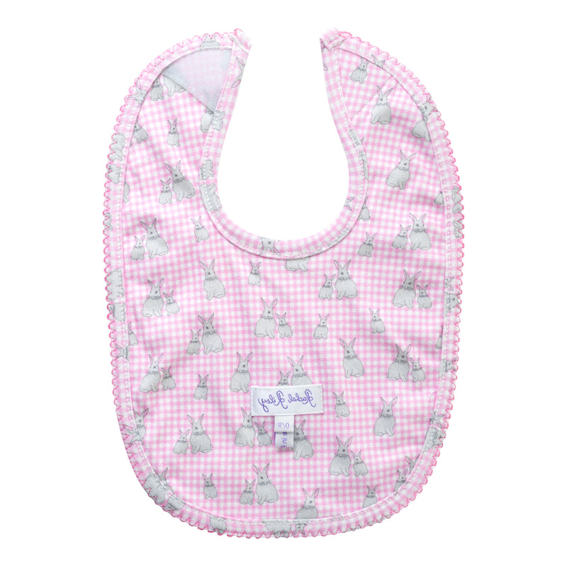 Pink Gingham Bunny Bib