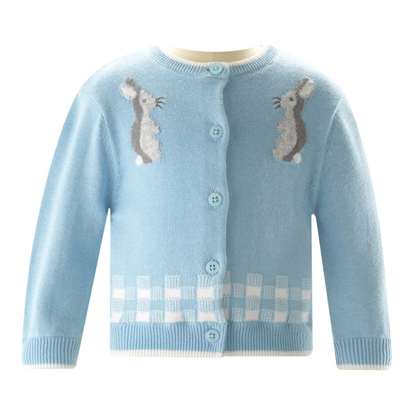 Blue Gingham Bunny Cardigan