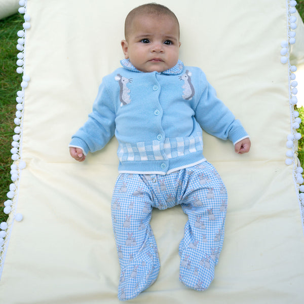 Blue Gingham Bunny Cardigan