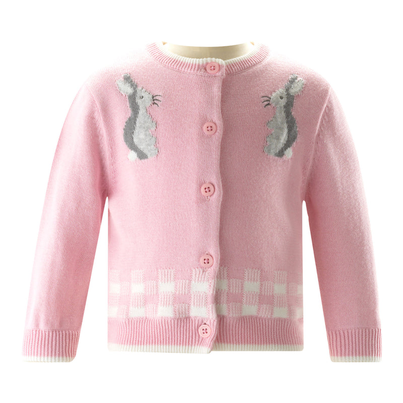 Pink Gingham Bunny Cardigan