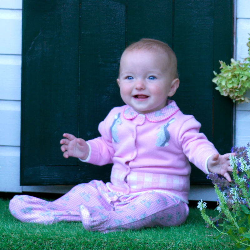 Pink Gingham Bunny Cardigan