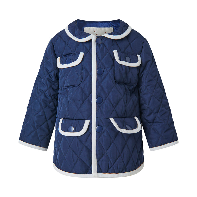 Two-tone Quilted Jacket, Navy