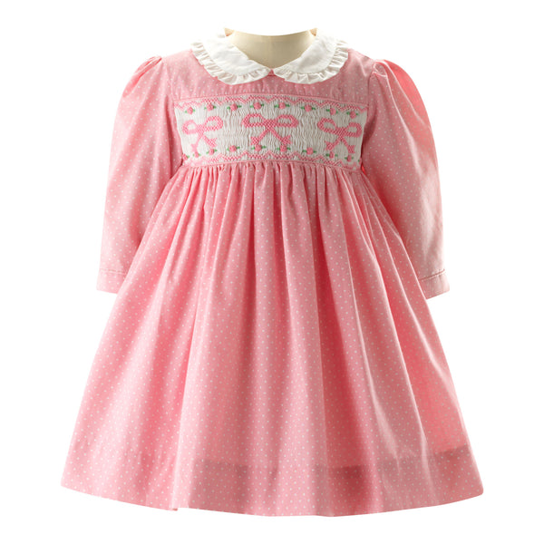 Pindot Bow Smocked Dress & Bloomers