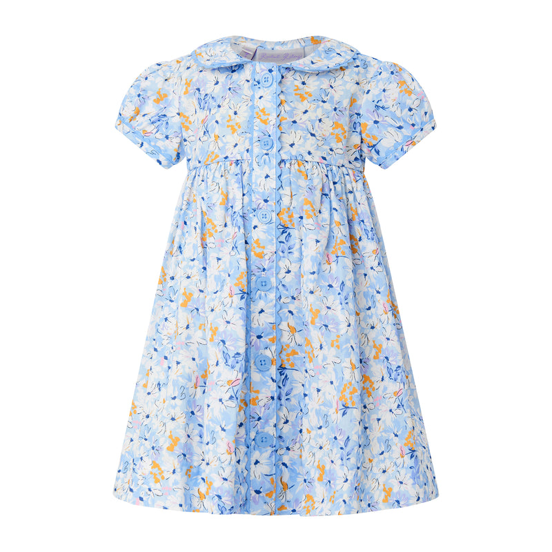 Daisy Button-front Dress & Bloomers, Blue