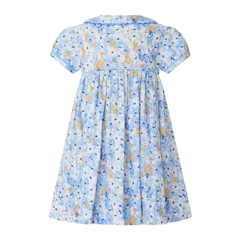 Daisy Button-front Dress & Bloomers, Blue