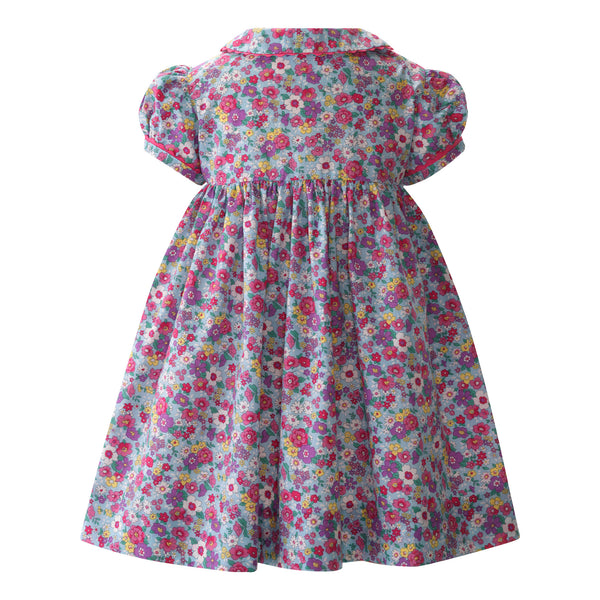 Candy Blue Floral Button-front Dress & Bloomers
