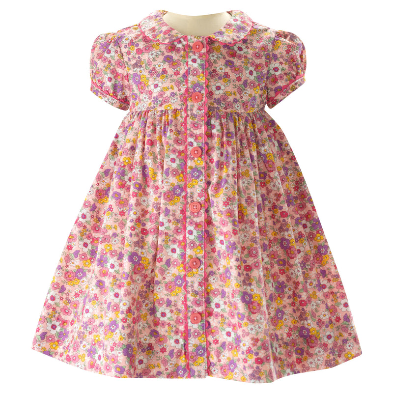 Candy Pink Floral Button-front Dress & Bloomers