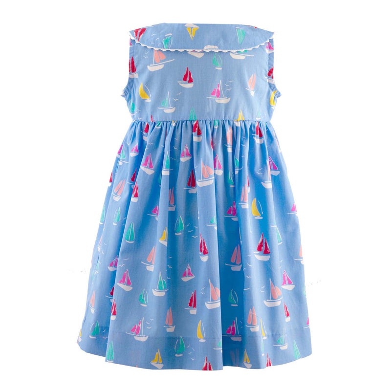 Sailboat Sleeveless Button-front Dress & Bloomers