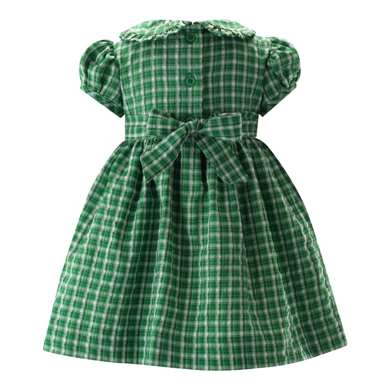 Check Frill Front Dress, Green