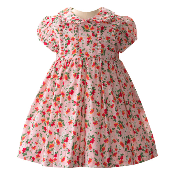 Pink Floral Frill Front Dress