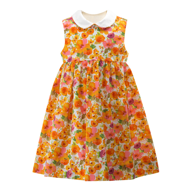 Orange Cosmos Peter Pan Collar Dress