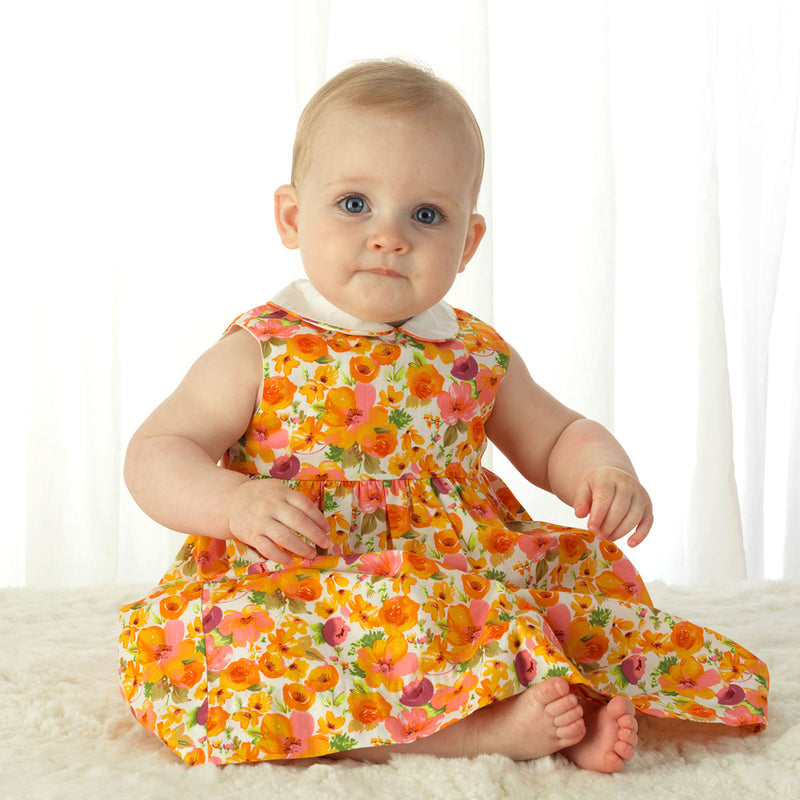 Orange Cosmos Peter Pan Collar Dress