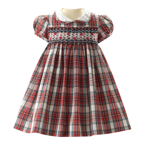 Peter Pan Collar Tartan Smocked Dress