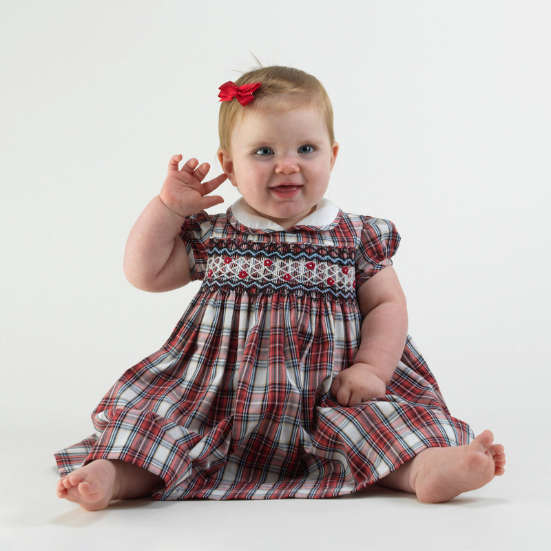 Peter Pan Collar Tartan Smocked Dress