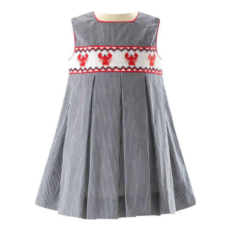 Stripe Lobster Smocked Dress & Bloomers