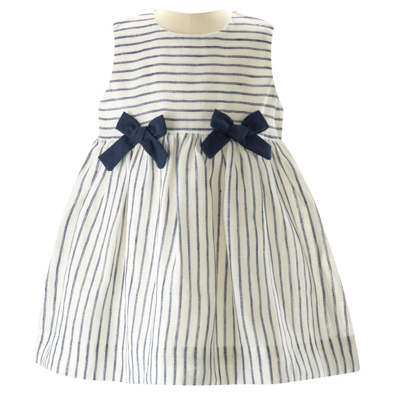 Stripe Linen Bow Dress & Bloomers