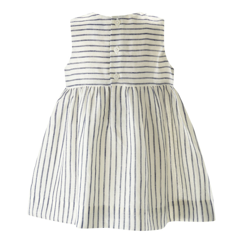 Stripe Linen Bow Dress & Bloomers