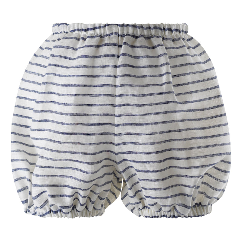 Stripe Linen Bow Dress & Bloomers