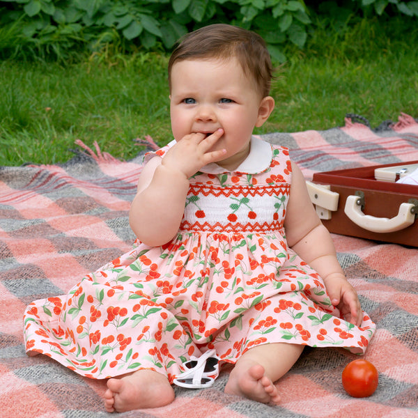 Cherry Smocked Dress & Bloomers