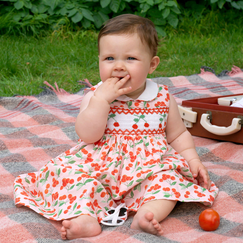 Cherry Smocked Dress & Bloomers