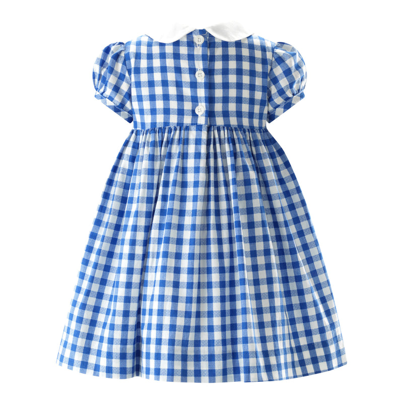 Daisy Check Smocked Dress & Bloomers, Blue