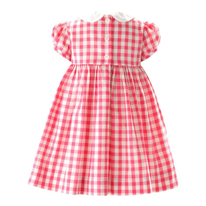 Daisy Check Smocked Dress & Bloomers, Pink