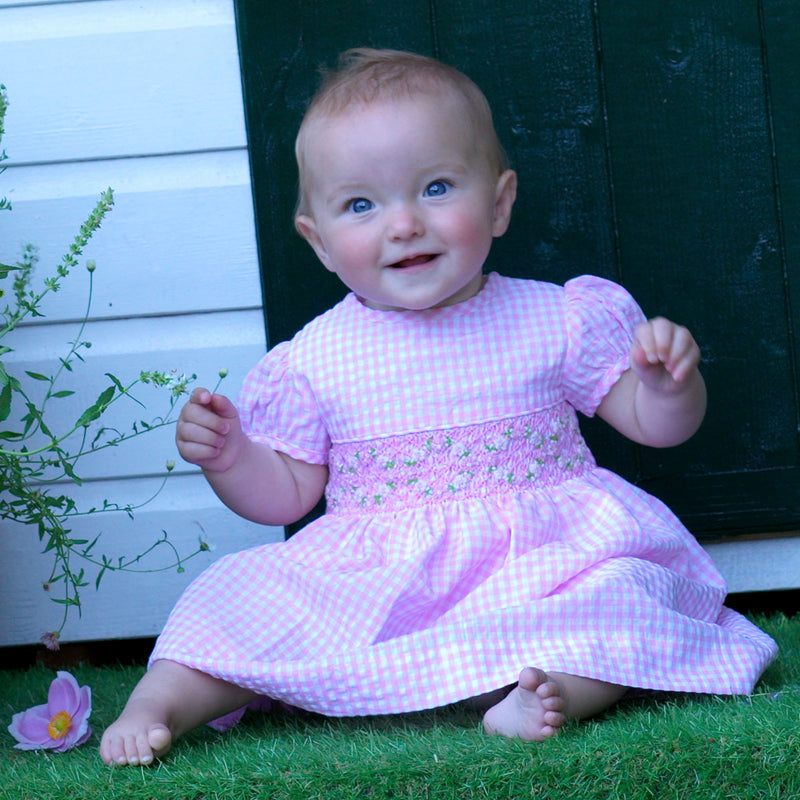 Pink Gingham Smocked Dress & Bloomers