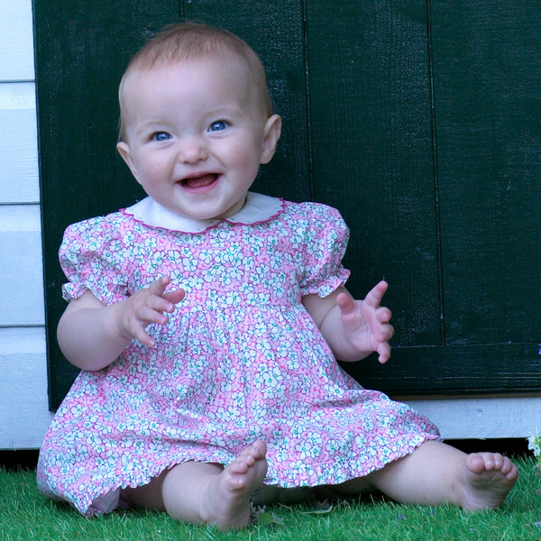 Scalloped Collar Floral Dress