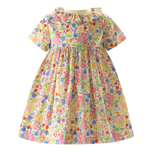 Floral Hearts Frill Collar Dress