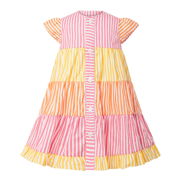 Striped Tier Button-Front Dress & Bloomers