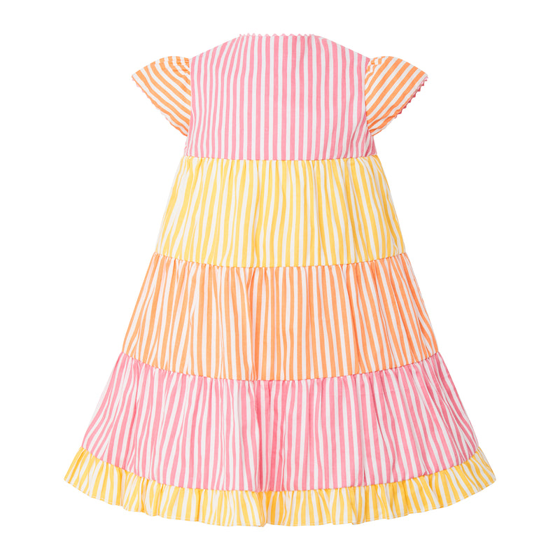 Striped Tier Button-Front Dress & Bloomers