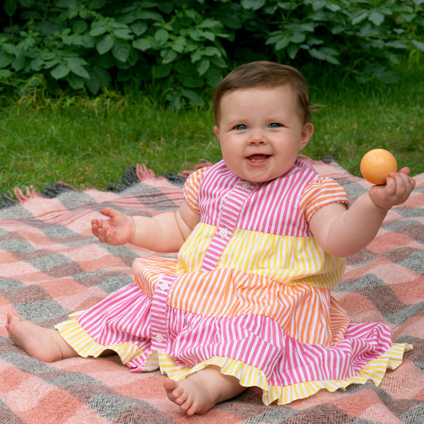 Striped Tier Button-Front Dress & Bloomers