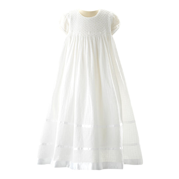 Long Christening Smocked Dress & Bonnet