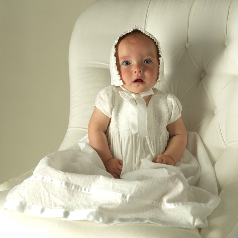 Long Christening Smocked Dress & Bonnet