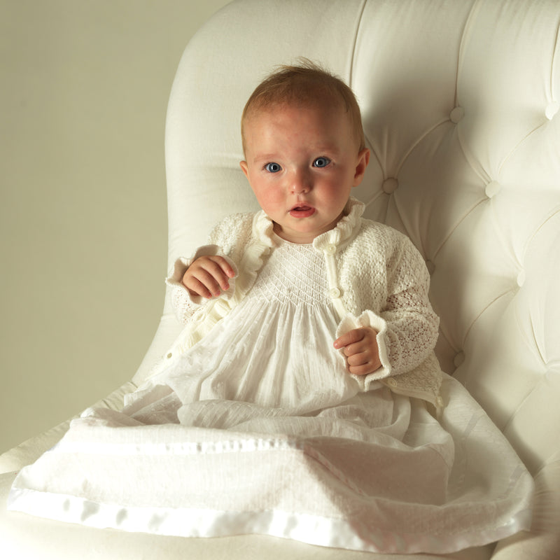 Long Christening Smocked Dress & Bonnet