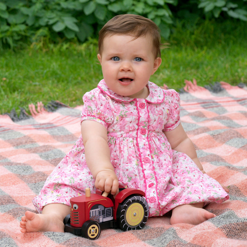 Daisy Button-front Dress & Bloomers, Pink