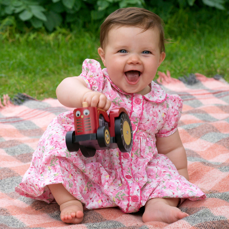 Daisy Button-front Dress & Bloomers, Pink