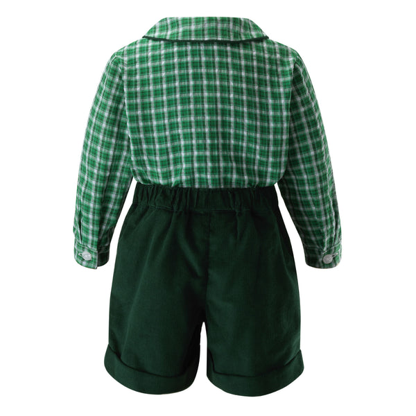 Check Shirt & Short Set, Green