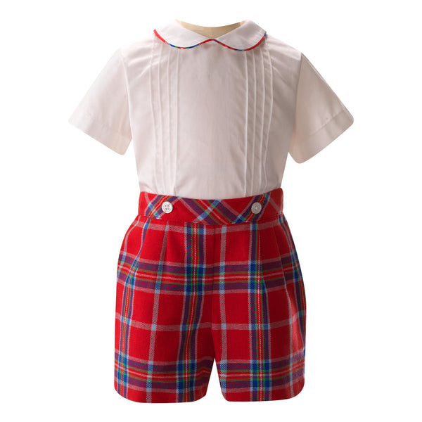 Tartan Shirt and Short Set, Red