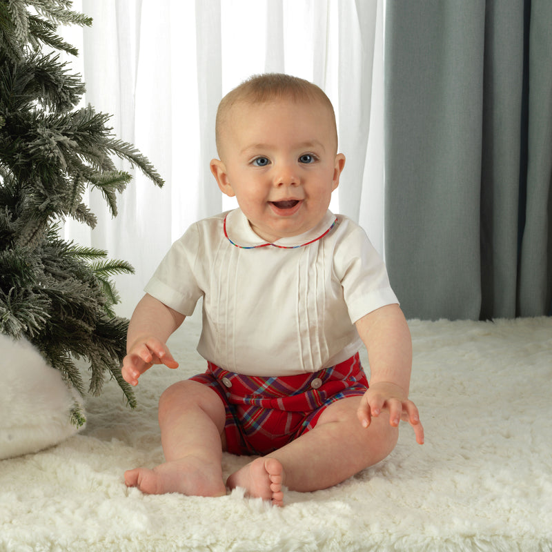 Tartan Shirt and Short Set, Red