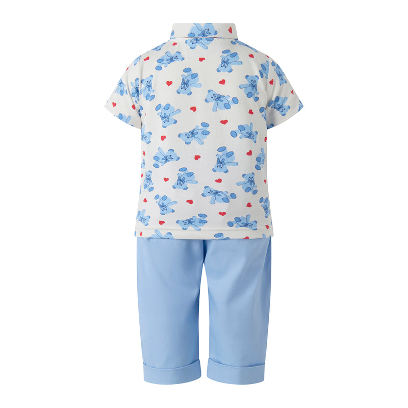 Bear Hearts Polo & Pull on Trousers Set