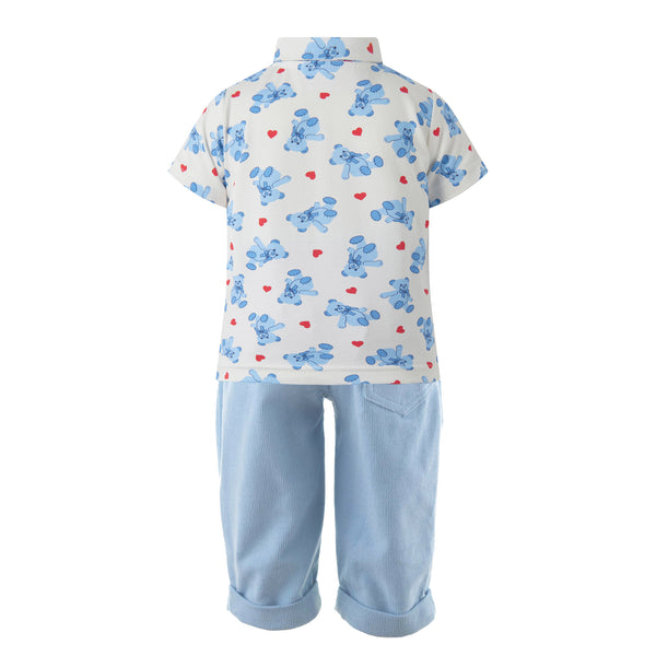 Bear Hearts Polo & Pull on Trousers Set