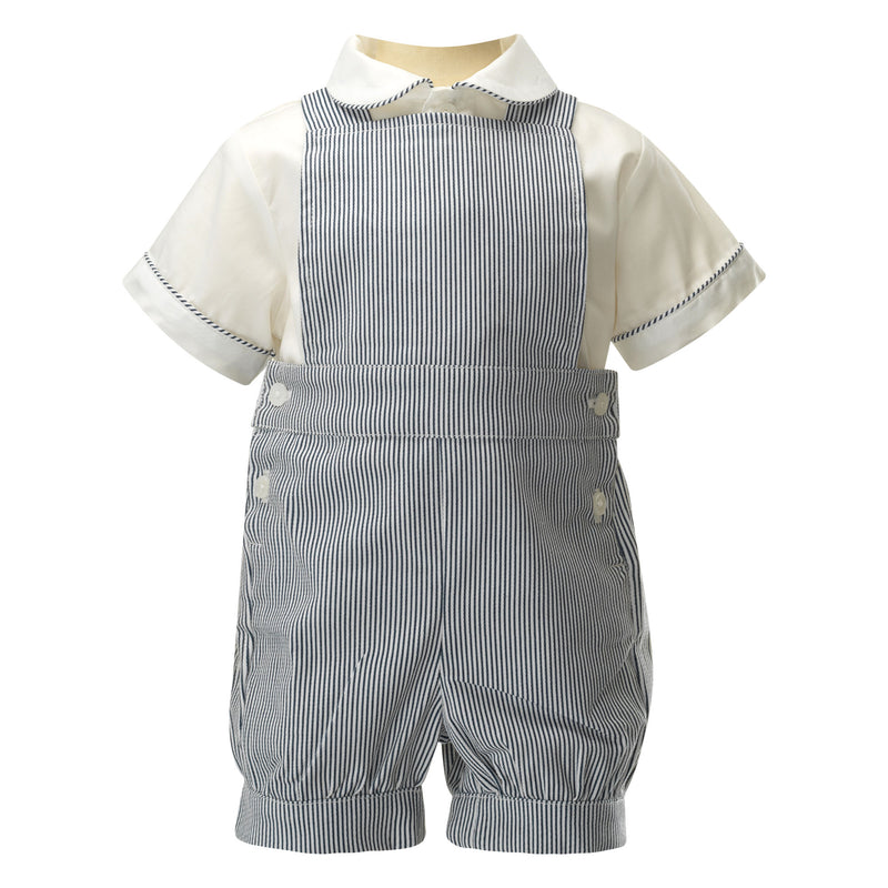 Shirt & Stripe Dungaree Set