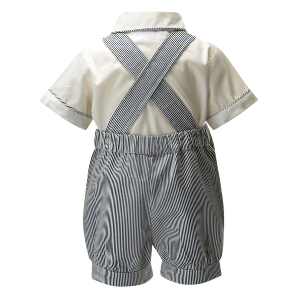 Shirt & Stripe Dungaree Set